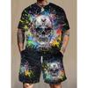 Set Estivo Sportivo da Uomo con Maglietta a Maniche Corte e Pantaloncini Taglie Forti T-shirt Pantaloncini Set da 2 Pezzi Ampio Oversize Traspirante Morbido Maniche Corte Abbigliamento Sportivo