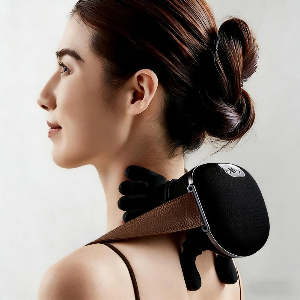 Electric Massager Neck Shoulder Shiatsu Kneading Heat Function Portable Rechargeable Pain Relief Muscle Relaxation Device Gift