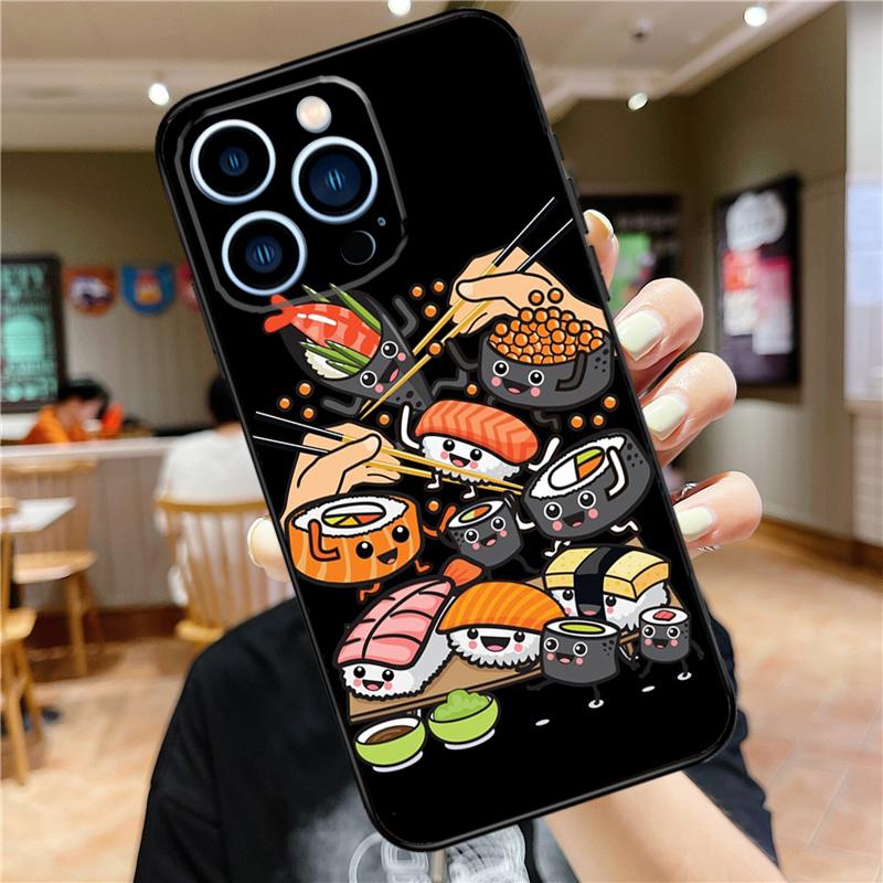 

Food Sushi Case For iPhone 17 16 15 14 13 12 11 Pro Max Mini Plus 16e 17 Air Bumper Cover Accessories iPhone 13Pro MAX