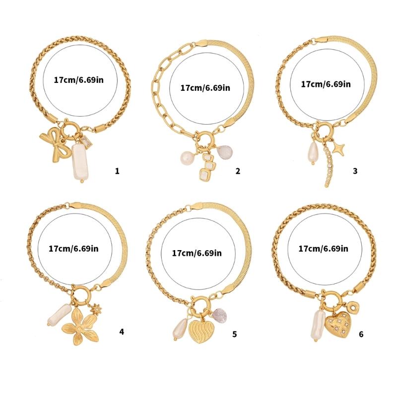 Heart Pendant Bracelet Trendy Flower Chain Jewelry Stainless Steel Texture Suitable for Casual and Special Occasion