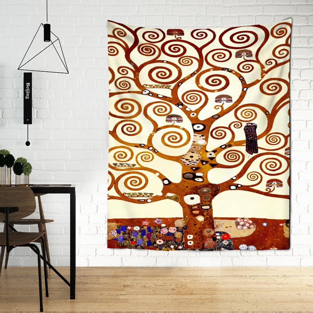 Tree Of Life Oil Painting Tapestry Wall Hanging Hippie Tapiz Art Style Mystic Sorcery Abstract Dorm Living Room Decor