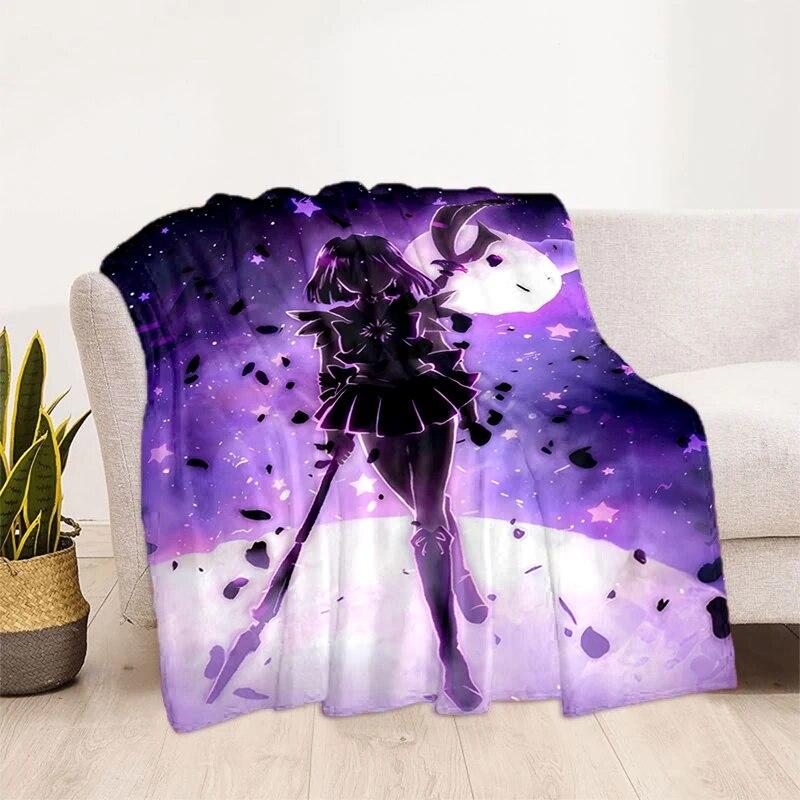 Deka s potiskem Sailor Moon Pretty Soldier Ultra lehká měkká plyšová deka z flanelu na rozkládací pohovku Pohovka Kancelářské dárky
