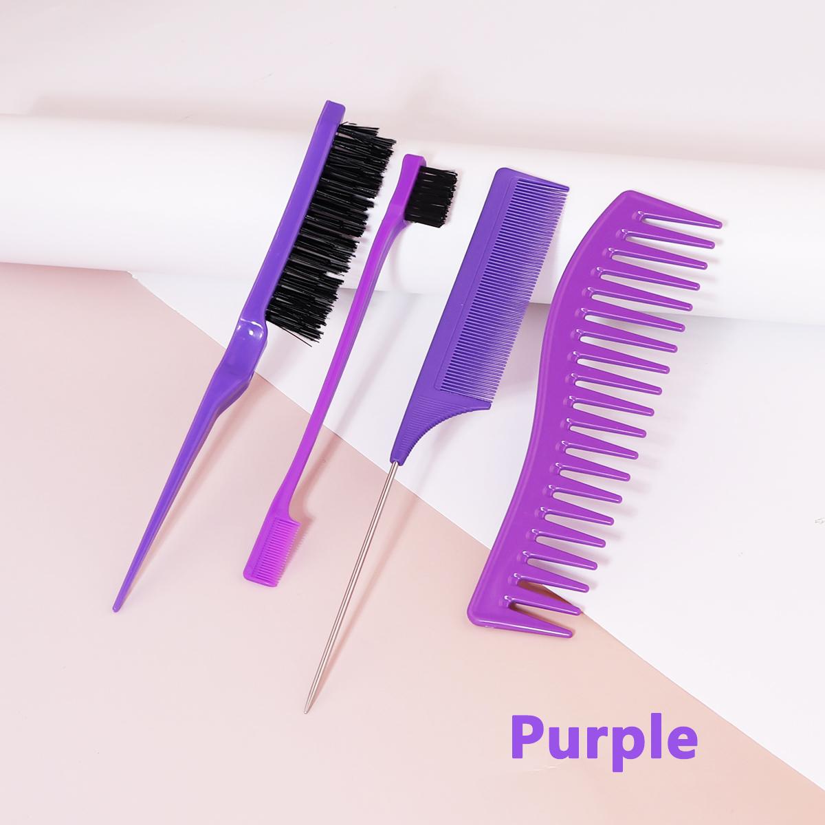 4-piece hair comb set multifunctional Hair edge brush, anti-static steel needle pointed comb Special for real hair wigs