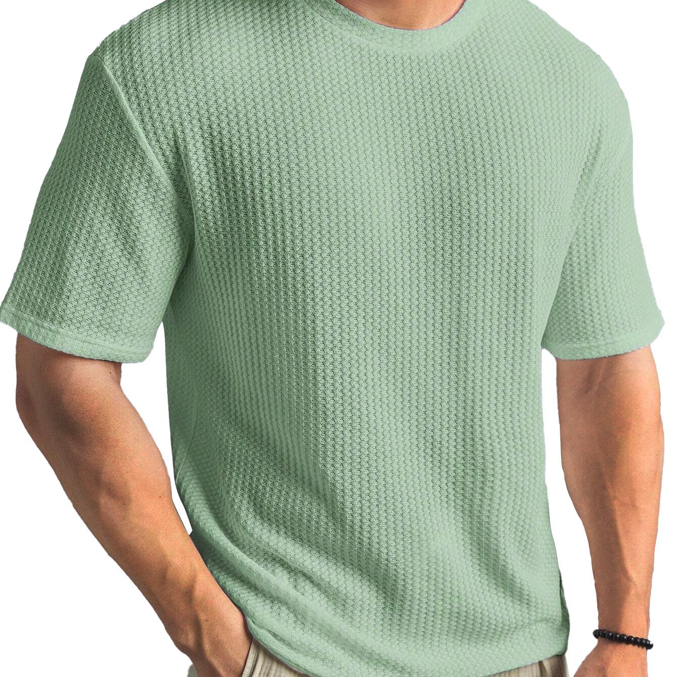 VIYOO Nieuw Zomers T-shirt voor Heren, Korte Mouwen, Casual, Veelzijdig en Stijlvol M lichtgroene kleur