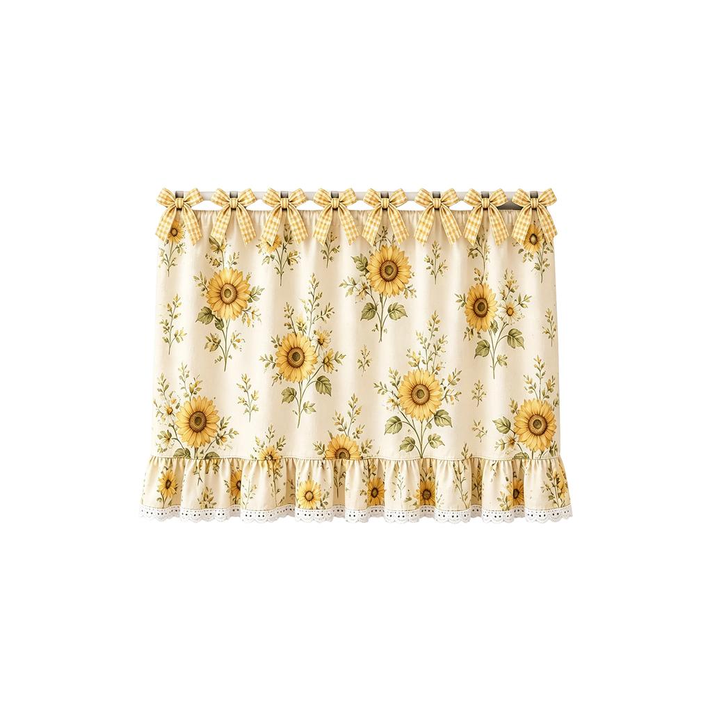 Farmhouse Kitchen Oven Skirt 78x55cm Decorative Ruffled Edge Oven Cover with Bow Tie Top for Rustic Style Kitchen Window Treatment