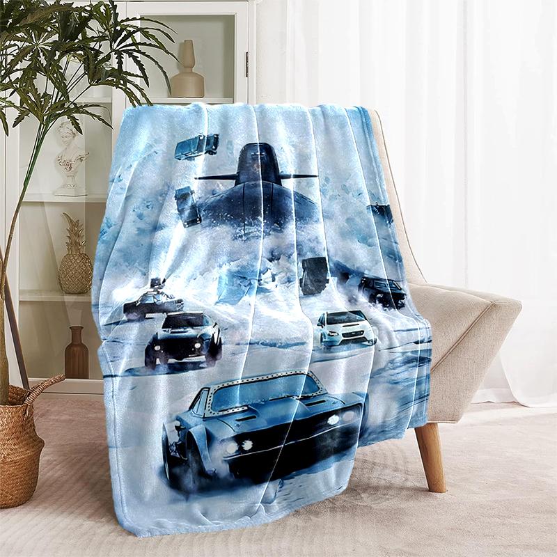 1pc Blanket Fast and Furious Print Design, Lightweight Blanket for Sofa, Bed- Soft &Warm, Gift for All Seasons like Christmas, Halloween