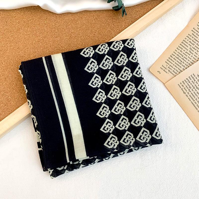 

Cotton square scarf, silk scarf, high-end new small shawl, neck protector, small scarf, multi-purpose floral headscarf, headband, hair tie