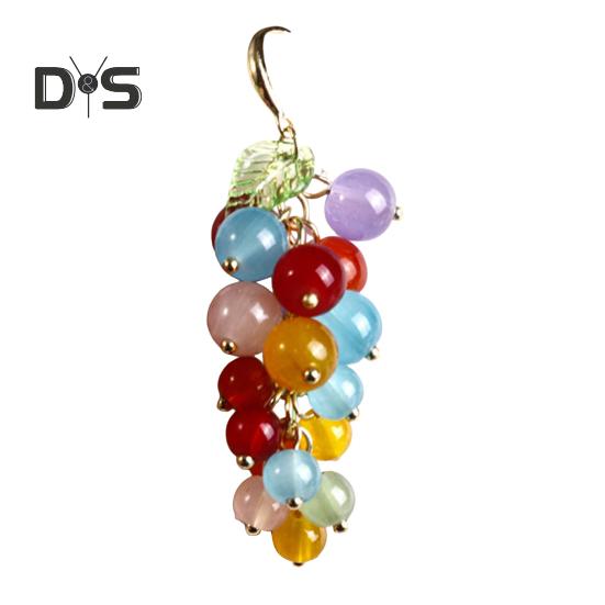 

1 шт. Серьги-гроздья в виде винограда, женские серьги-крючки, серьги-фрукты, висячие серьги с искусственным кристаллом, висячие серьги для вечеринок и клуба разноцветный