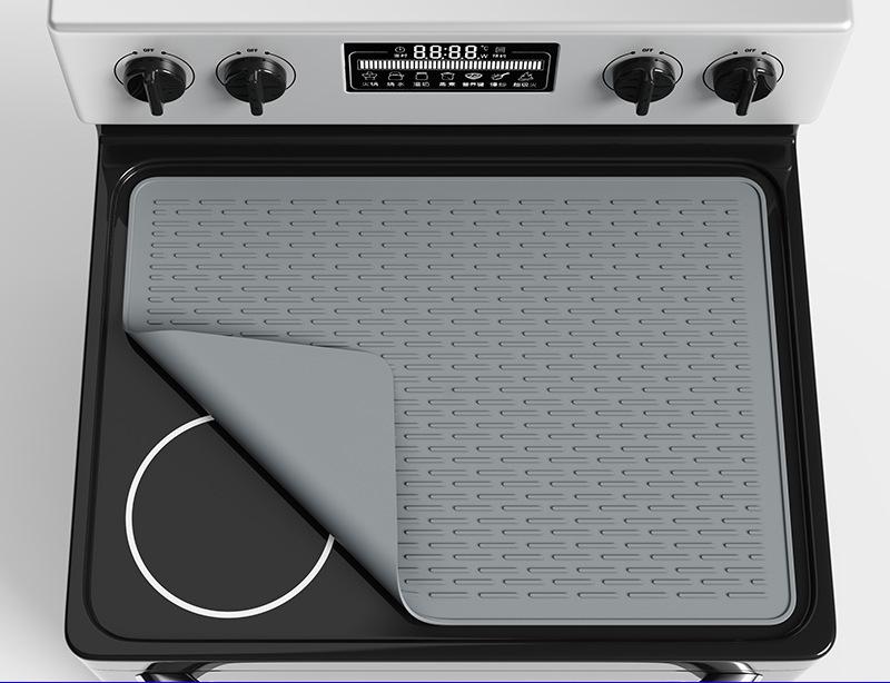 

Silicone Stove Mat for Glass Top Stove Glass Cooktop Protector Dish Drying Mats for Kitchen Range Covers for Electric Stove 71x50cm сірий колір