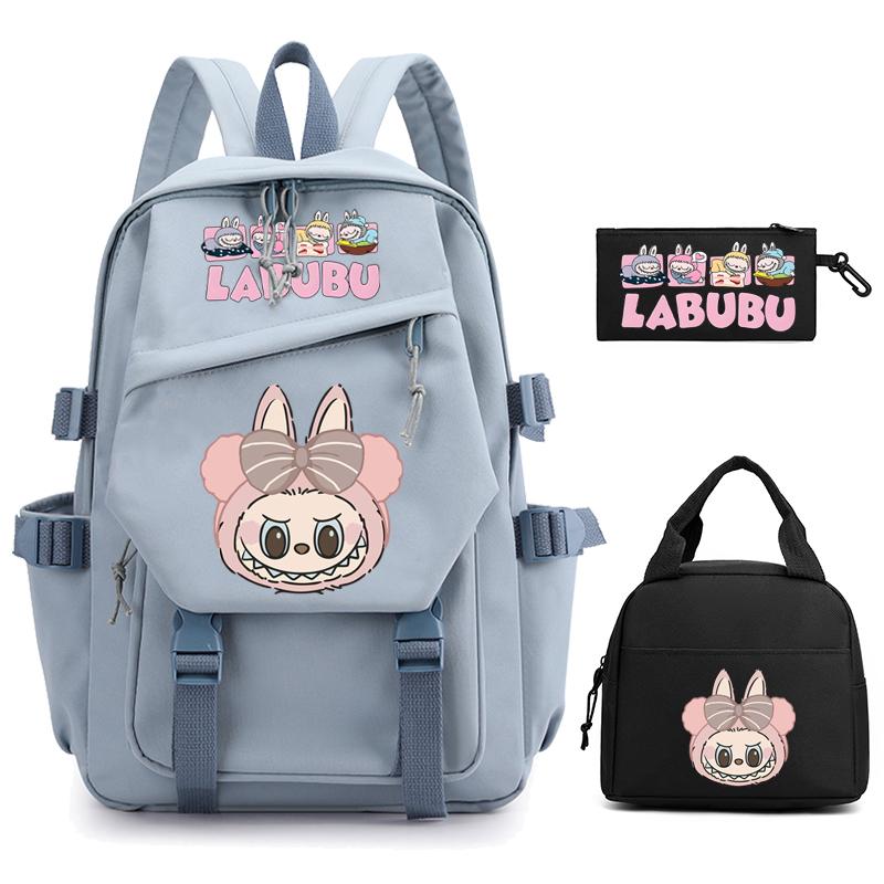3Pcs/set Cute  Printed Backpack Pencil Case Lunch Bag Teenager Student Girl Boy Schoolbag Women Travel Laptop Bag Mochila