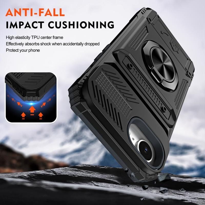 Magnetic Car Holder Ring Shockproof Armor With Card Slot Case For 17e 16e 17 Air 16 15 14 13 Pro Max Plus Back Cover