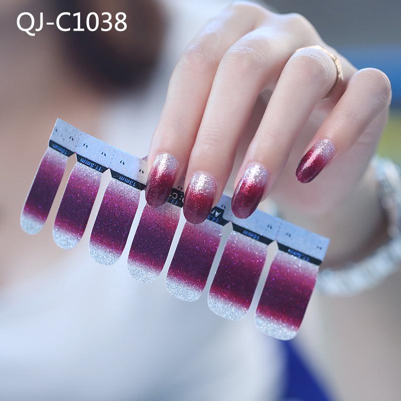 DIY Full Cover Self Adhesive Stickers Polish Foils Tips Wraps Glitter Gradient Shiny Nail Decals