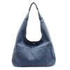 Denim tote 2025 spring new Harajuku solid color canvas retro shoulder messenger bag capacity bucket bag