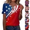 Women's T Shirt Independence Day Print Button Short Sleeve Daily Weekend Fashion Basic V- Neck Regular Top