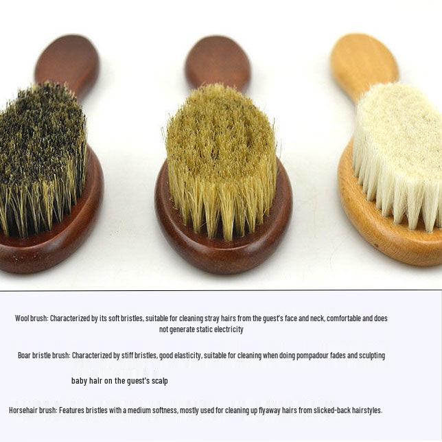 Barber Shop Solid Wood Hair Brush with Soft Horsehair Bristles