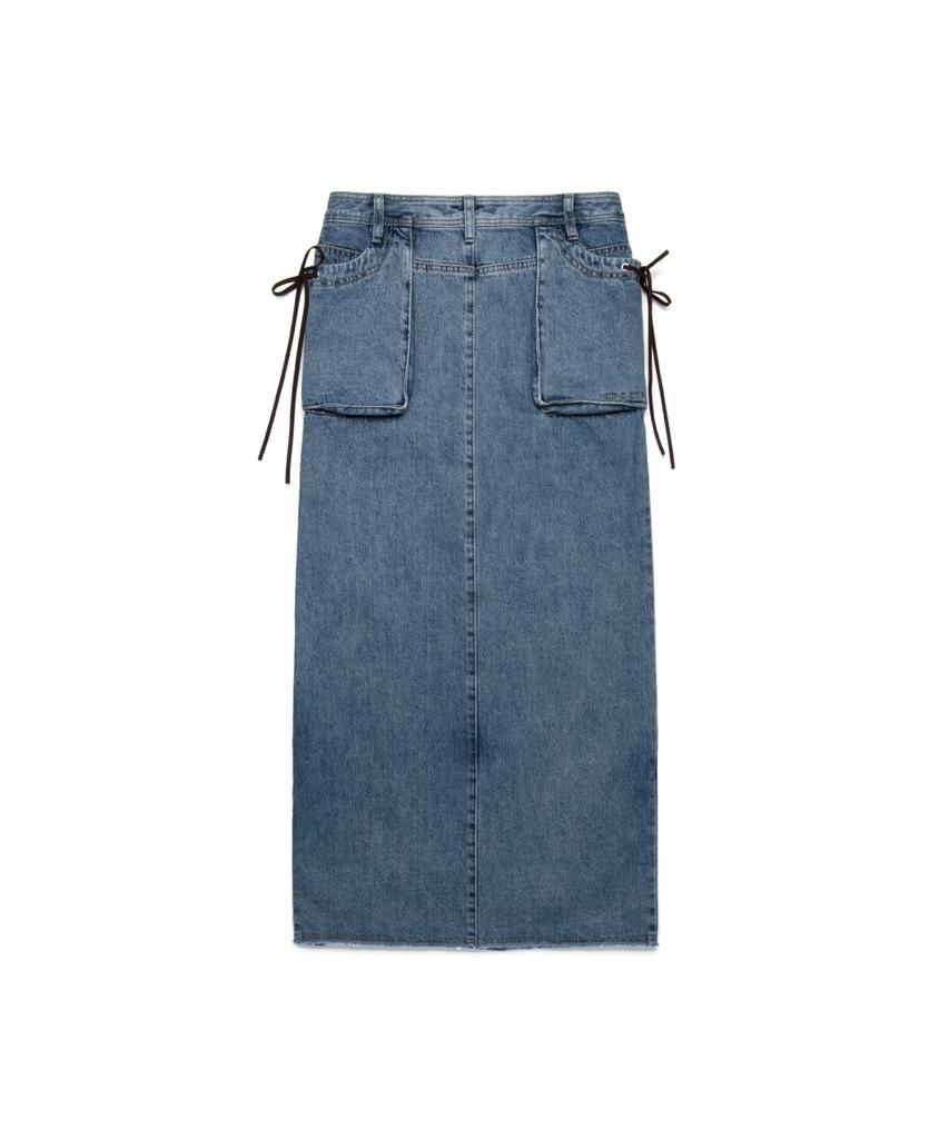 Three To Eighty Slit Denim Maxi Skirt Blue