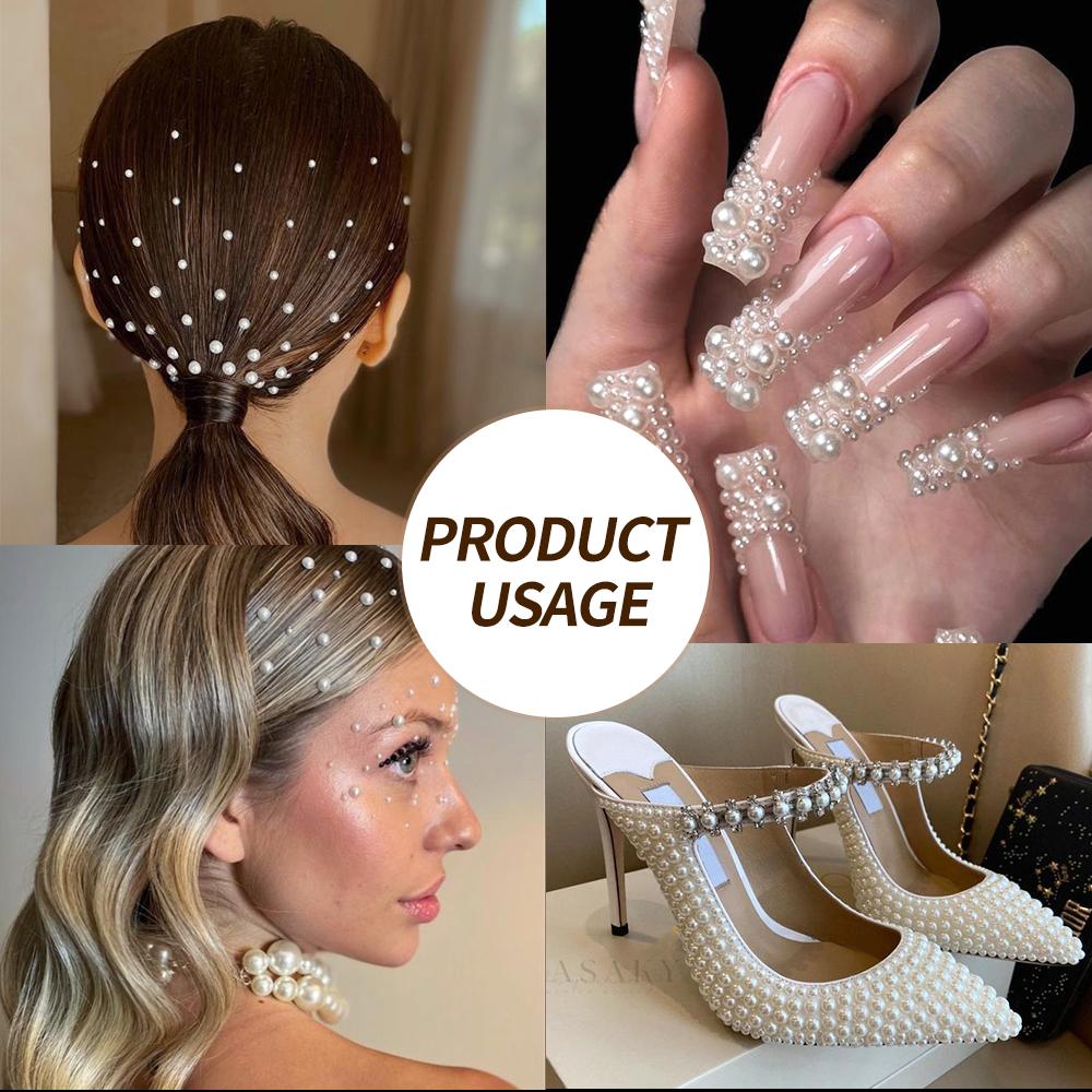 2Boxes 12grids White Pearls Nail Rhinestones & 6grids 0.8-3mm Silver Metal Caviar Beads Nail Gems Resin Nail Decorations YT89