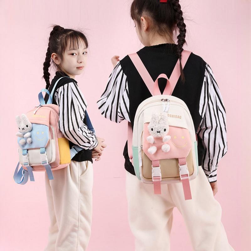 New Fashion Color Matching Children School Bags Cute Cartoon Casual Nylon Girl Baby Backpack Lightweight Reduce Burden Kindergarten Book Bag