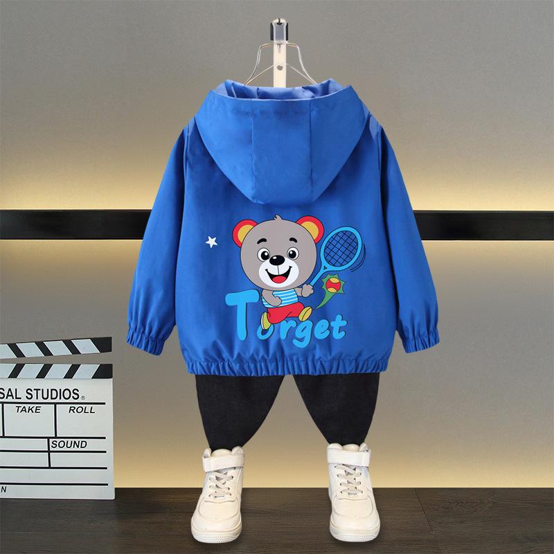 Spring and Autumn Girls Long Sleeved Zippered Cartoon Dinosaur Hooded Windproof Coat Top Children's Wear Jacket Baseball Jacket Models Boys and Girls