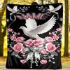 Dove And Roses Outdoor Customize Your Name Blanket Soft Comfortable Lightweight Allseason Multiuse Blanket For Travel Camping Picnic Sofa Office Bed