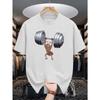 Men's Summer Cotton Fashion Creative Weightlifting Pattern Printed Sports Loose Round Neck Short Sleeve T-shirt