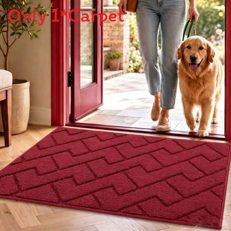 Entryway Doormat With Plush Flocking For Bathroom And Living Room Use