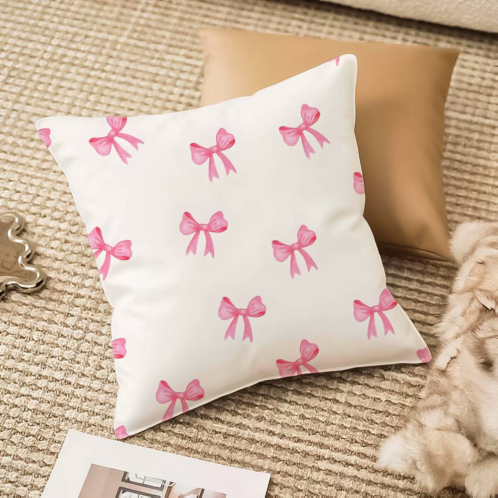 Pink Bow Cherry Pillow Case Anti-dustmite Invisible Zipper Sofa Bed