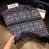 71Cm New Chinese Simulation Silk Square Scarf Soft and Skin-friendly Ink Flower Rhyme Printing Silk Scarf Neck Sunscreen Small Scarf