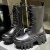 Fashion Couple Fashion Platform Boot Men Women's Punk Tooling Boots Men Dark Rock Locomotive Boots High Quality Rivet Boots Botas Hombre