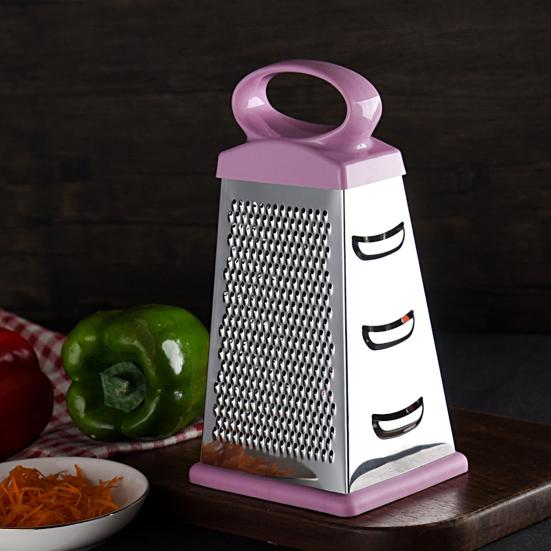 Gemüsereibe Rutschfester Boden Ergonomischer Griff mit Rutschfestem Gummiring Vierseitige Kartoffel-Käsereibe Gemüseschneider für Restaurant