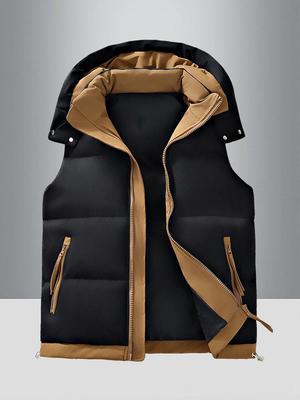 Men's Korean Style Hooded Thickened Cotton Vest for Autumn/Winter - Trendy, Warm Youth Outerwear.