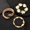 New 3Pcs Geometric Exaggerated Cuff Wide Bangles For Women Vintage CCB Punk Gold Color Chunky Open Bracelet Set Hip Hop Jewelry