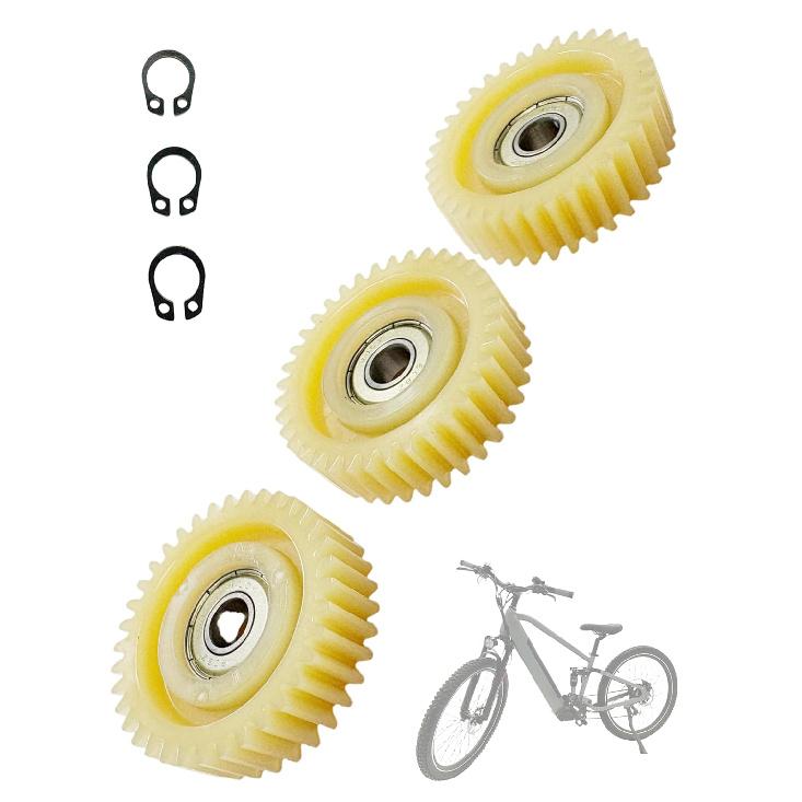 3-piece Set of 36T 47.5mm Diameter Nylon Motor Gears with Bearings and Nylon Planetary Gear Flywheels for 500W-1000W Left-side Hub Motors, Electric