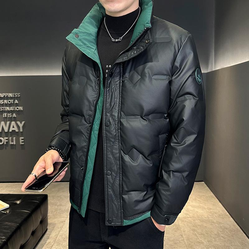 Men's Down Jacket New Winter Solid Color Stand-up Collar Thickened Warm White Duck Down Jacket Cold Jacket Men's Top