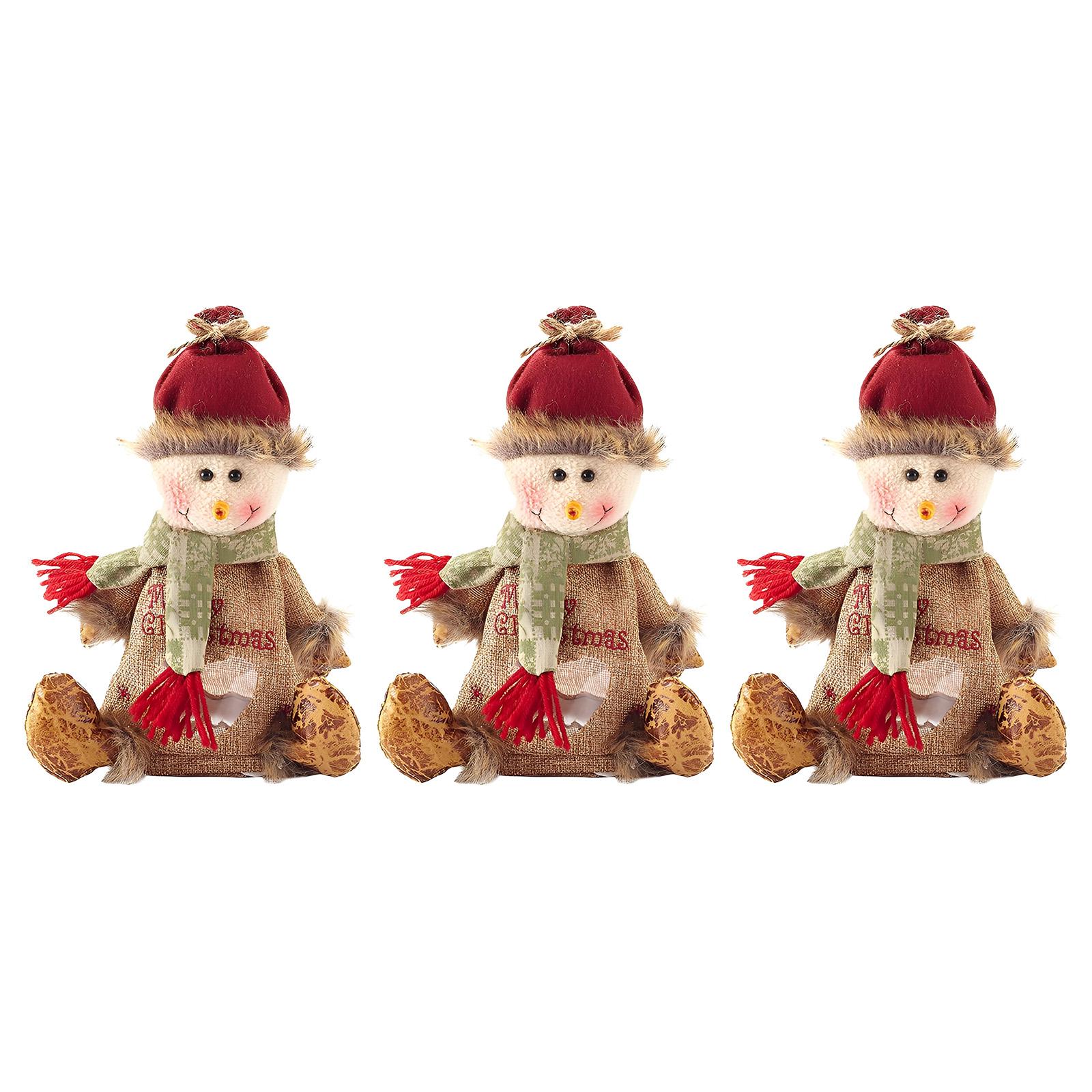 

3Pcs Christmas Gift Bags Zipper Design Fabric Storage Bags Reusable Xmas Gift & Party Favor Bags for Gifts Apples Candy 3Pcs