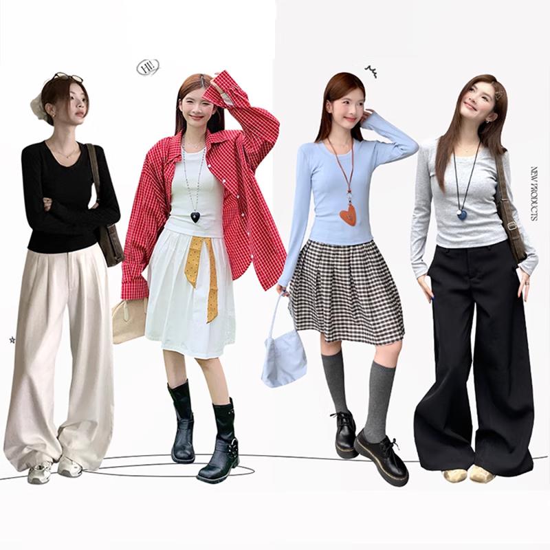 Women's Slim Fit Long Sleeve Round Neck Base Layer T-Shirt