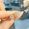 Exquisite Colorful Octagon Millennium Rose Cut Paraiba Ring Set Light Luxury High Carbon Diamond Redstone Stud Earrings Pendant