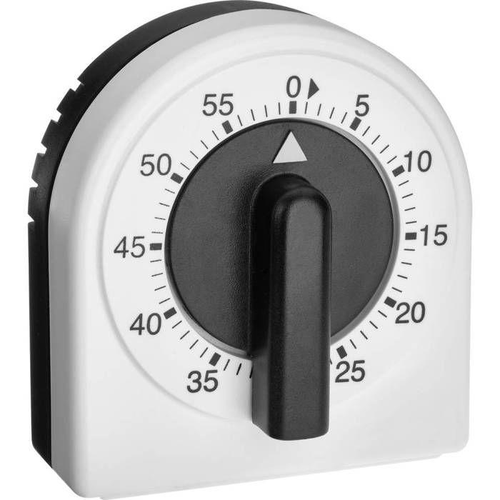 TFA Dostmann Analoger Küchen-Timer Minuteur de cuisine blanc-noir analogique