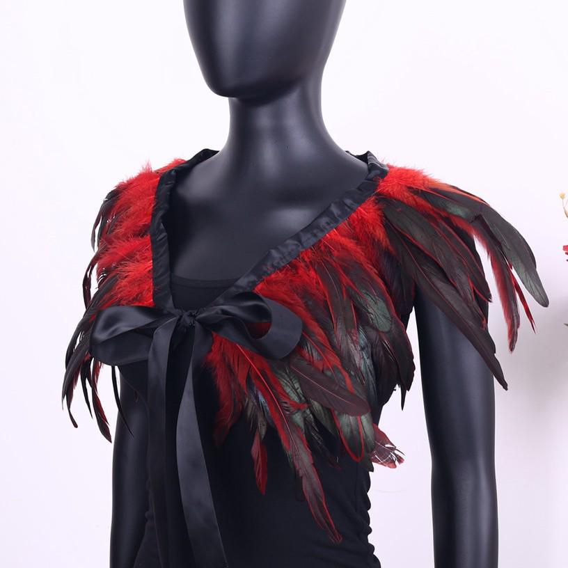 Gothic Feather Shawl for Halloween Masquerade Party