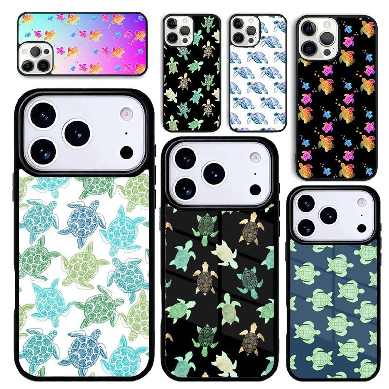 Capa Case for iPhone 17 Air 16 Pro Max 15 Plus 11 13 Mini 14 12 Back Phone Cover Cute Turtles Painted