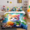 "Enchanting Kitten's Rose Dream" Bedding Sets Duvet Covers Pillowcases(1* Duvet Cover 2* Pillowcases Without Duvet Insert)