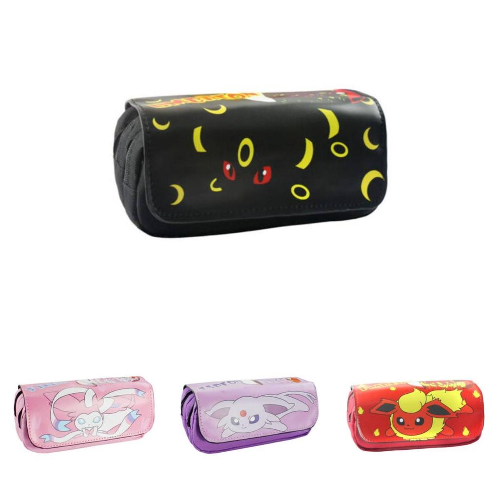 Pokmon Cartoon Student Large Capacity Double Zipper Pencil Case With Compartments For School Supplies