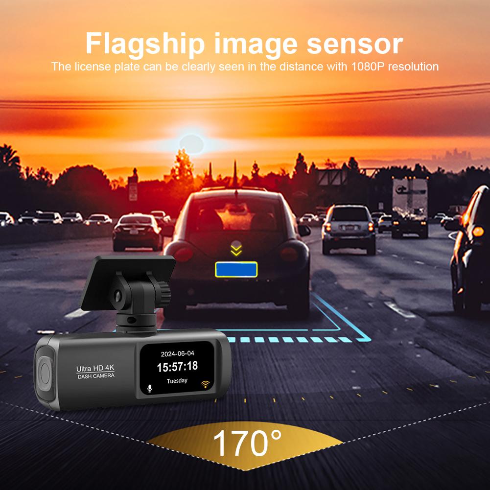 4K Dashcam, Front- und Rückkamera mit Doppelobjektiv, GPS/WIFI/Nachtsicht/24-Stunden-Parküberwachung