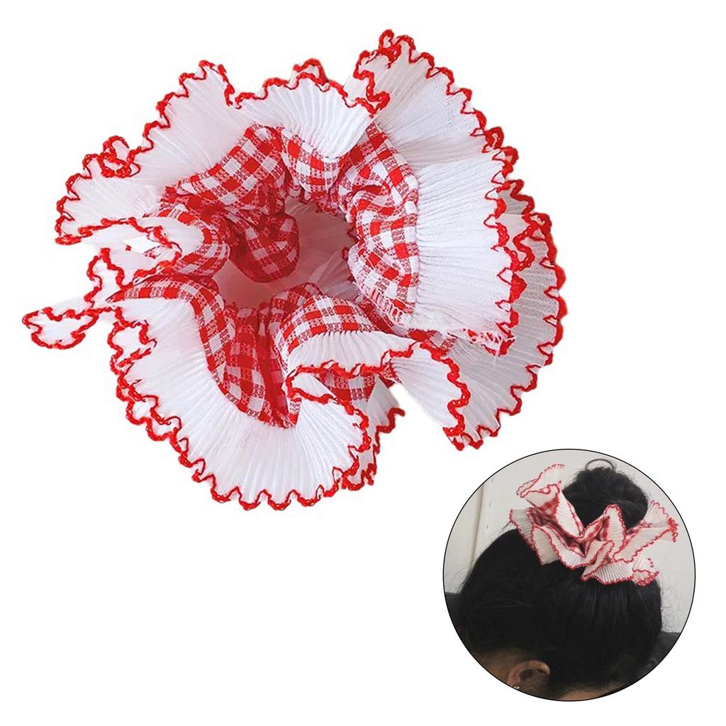 Lace Scrunchies for Women Double Layer Large Elastic Hairbands French Hair Scrunchy Bobbles Soft Hair Accessories