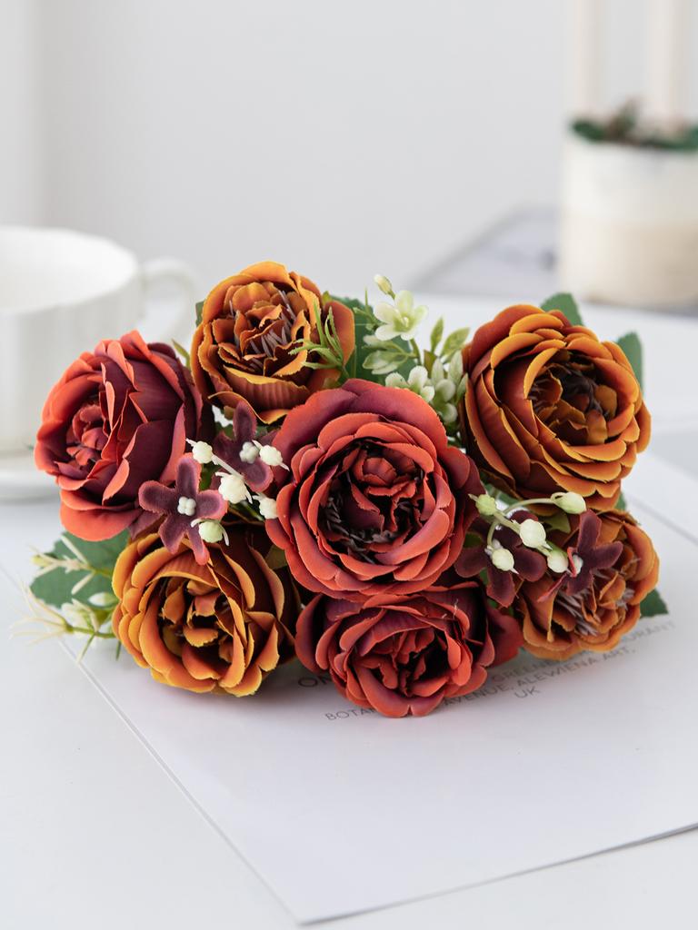 Artificial Flower Vase for Home Decoration Accessories Wedding Scrapbook Peony Candy Box Arrangement Christmas Silk Rose Bouquet