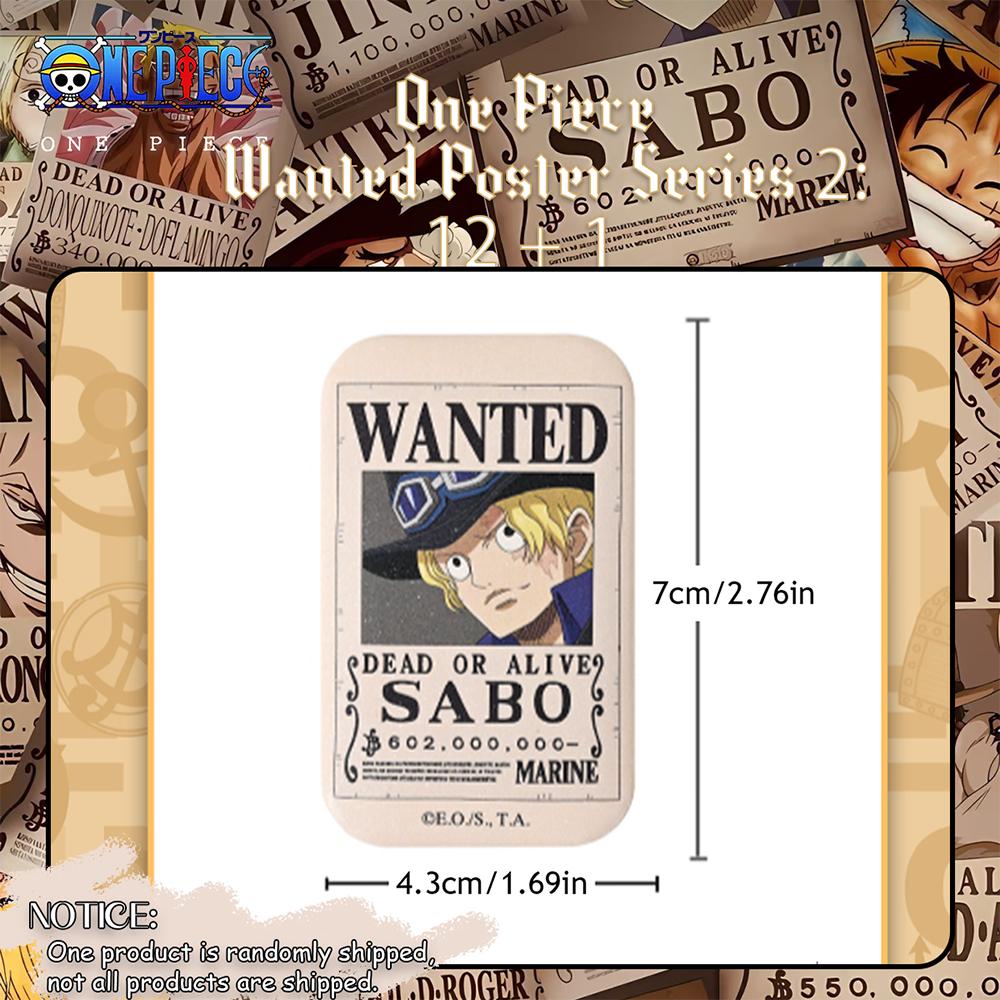 1pc Officially One Piece Wanted Poster Rectangular Badge - Generation 2 Blind Box | Anime Collectible for Decoration and Gifting