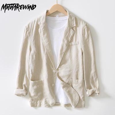 Primavera ed Estate Lini Naturali 100% Abito da Uomo e Blazer Pendolare Casual Giacca Blazer Moda Coreana Abbigliamento da Uomo Cappotto Traspirante