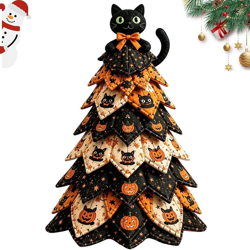DIY 3D Patchwork gesteppter Weihnachtsbaum Bausatz 30cm Stoff Feiertags Tischdekoration mit austauschbarem oberem Ornament Rot kariert Bauernhaus Handgefertigt