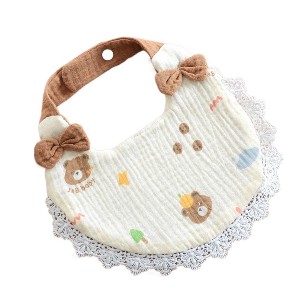 Soft Gauze Cotton Drool Towel Breathable Lace Bow Burp Cloth Baby Feeding  Bib  Nursing Essentials