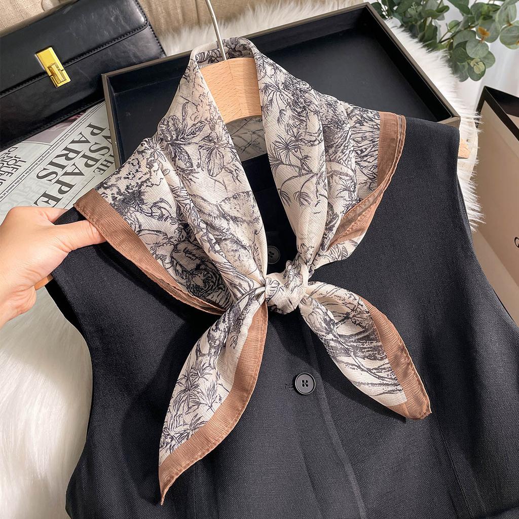70cm Square Scarf Versatile Neck Scarf For Dress Up Your Look, Spring/Summer Women's Soft Stain Bandannas Hijab Neckerchief
